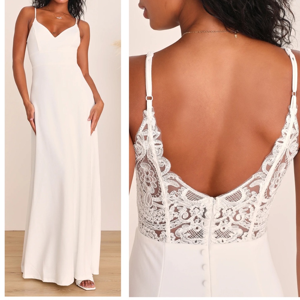 Lulus Forever a Fairytale White Lace Sleeveless Maxi Dress Size XL New with Tags